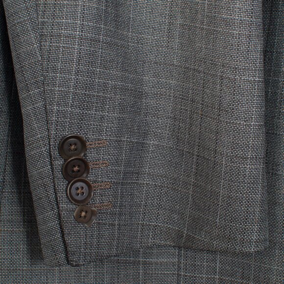 42R Hugo Boss Men's Sport Coat Gray Brown Geometric Pattern Reda Wool Silk - Picture 4 of 9